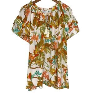 NWT Rose + Olive Floral Tropical Tiered Ruffle Sleeve Top Size 3XL